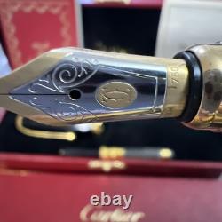 Stylo plume composite noir Cartier avec plume en or 18K, stock ancien neuf avec boîte d'origine
