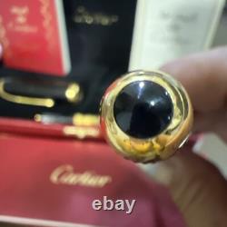 Stylo plume composite noir Cartier avec plume en or 18K, stock ancien neuf avec boîte d'origine