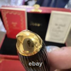 Stylo plume composite noir Cartier avec plume en or 18K, stock ancien neuf avec boîte d'origine