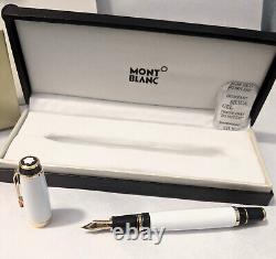 Stylo-plume de luxe Montblanc Meisterstuck corps blanc + noir avec boîte et sac