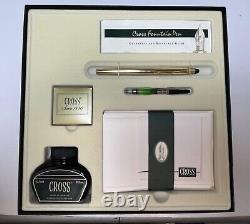 Stylo-plume en Or 10K Cross avec Plume en Or 14K, Coffret Cadeau avec Convertisseur, Encre et Bloc-notes