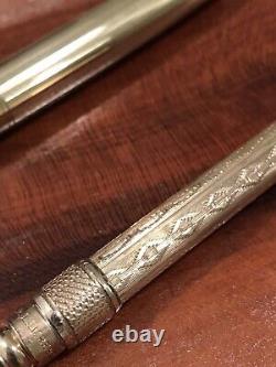 Stylo plume en or antique Aikin Lambert & Co. #4 et crayon Waterman's 1/10 14k GF