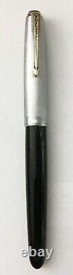 Stylo-plume noir Vintage Parker 51 avec capuchon en argent sterling