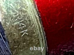 Stylo plume rouge à garniture en or 14 carats vintage avec pointe spéciale en iridium et figures risquées de Tokyo au Japon
