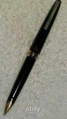 Stylo-plume vintage Pilot Elite noir avec plume fine en or 18k 750 et garnitures dorées