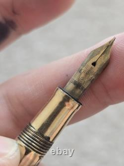 Stylo plume vintage Wahl Eversharp or ciselé avec bagues noires, non restauré, plume en or 14k