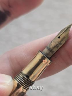 Stylo plume vintage Wahl Eversharp or ciselé avec bagues noires, non restauré, plume en or 14k