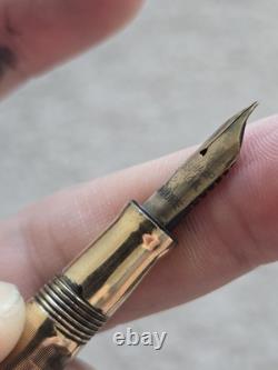 Stylo plume vintage Wahl Eversharp or ciselé avec bagues noires, non restauré, plume en or 14k