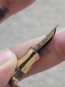 Stylo plume vintage Wahl Eversharp or ciselé avec bagues noires, non restauré, plume en or 14k