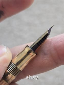Stylo plume vintage Wahl Eversharp or ciselé avec bagues noires, non restauré, plume en or 14k