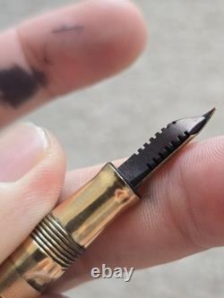 Stylo plume vintage Wahl Eversharp or ciselé avec bagues noires, non restauré, plume en or 14k