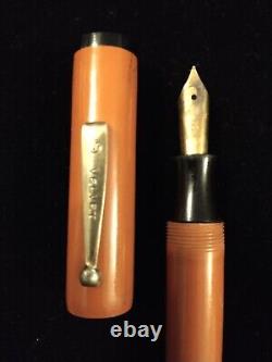 Stylo-plume vintage en velours Rhr surdimensionné, orange et noir avec plume moyenne