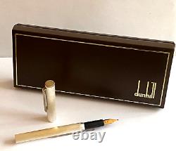 Stylo plume vintage rare Dunhill à finition brossée en argent sterling 14k 585 avec plume