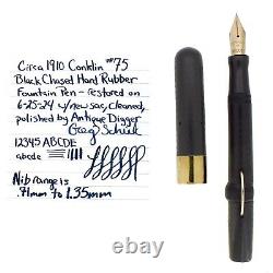 Vers 1910 Conklin 75 Stylo Plume à Réservoir Crescent Filler Noir Reparé