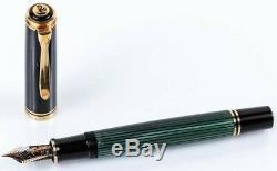 Vintage Double Chick Pelikan M800 Fountain Pen Noir-vert Avec 18 K M-nib