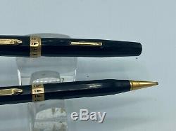 Vintage Wahl Doric Fountain Pen + Gold Pencil Black Seal Gt 14k Nib Restauré