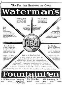 Vintage Waterman Chéquier Fountain Pen Noir Pipette # 2 Nib Mint Boxed