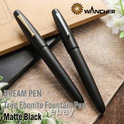 Wancher DREAM PEN Stylo-plume en Ebonite véritable avec clip noir mat Japon