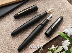 Wancher DREAM PEN Stylo-plume en Ebonite véritable avec clip noir mat Japon