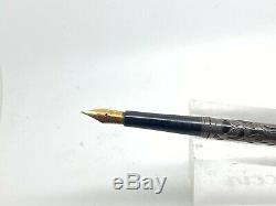 Waterman 412 1/2 Secrétaire Argent Sterling Filigrane Superposition Fountain Pen Avec Clip