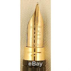 Waterman Exclusive Matte Black & Gold Fountain Pen En Or 18 Carats M Pt Pen Neuf Dans La Boîte
